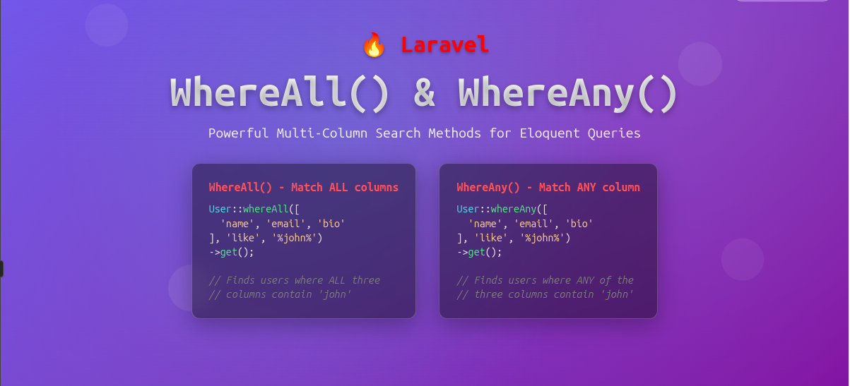 WhereAll() and WhereAny() in Laravel